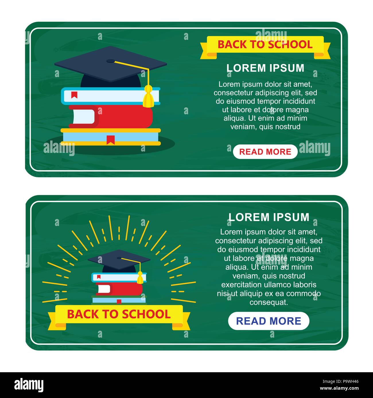 back to school horizontal banners Stock Vector