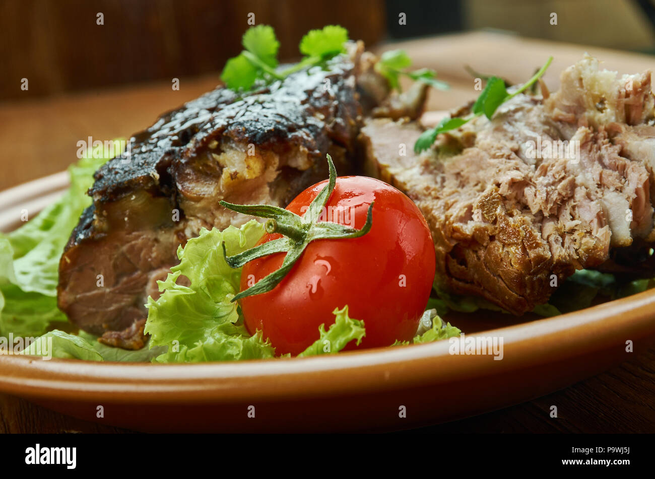 Cuban Mojo Marinated Pork Lechon Asado, traditional Cuban roasted