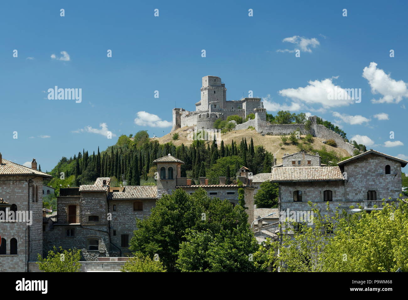 View of Rocca Maggiore fortification, Assisi, Italy, Umbria, Italy Stock Photo