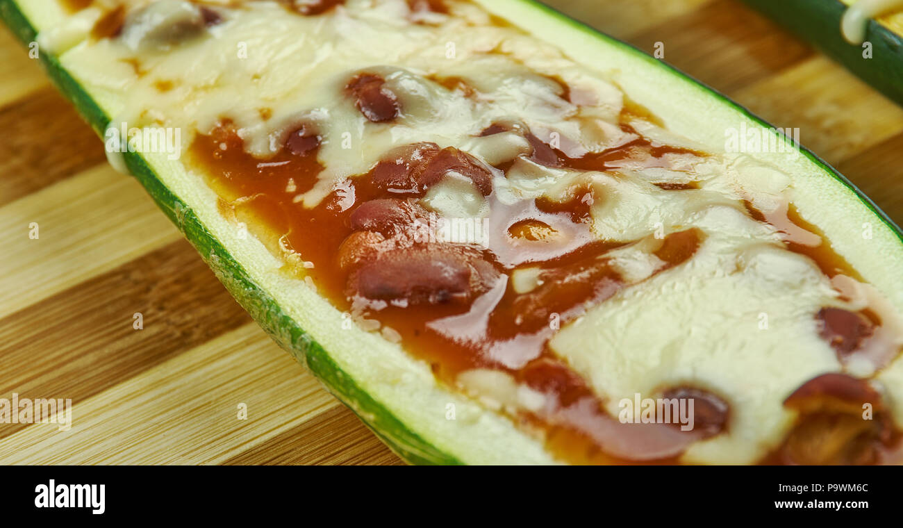 Mexican Zucchini Burrito Boats Close Up Stock Photo Alamy