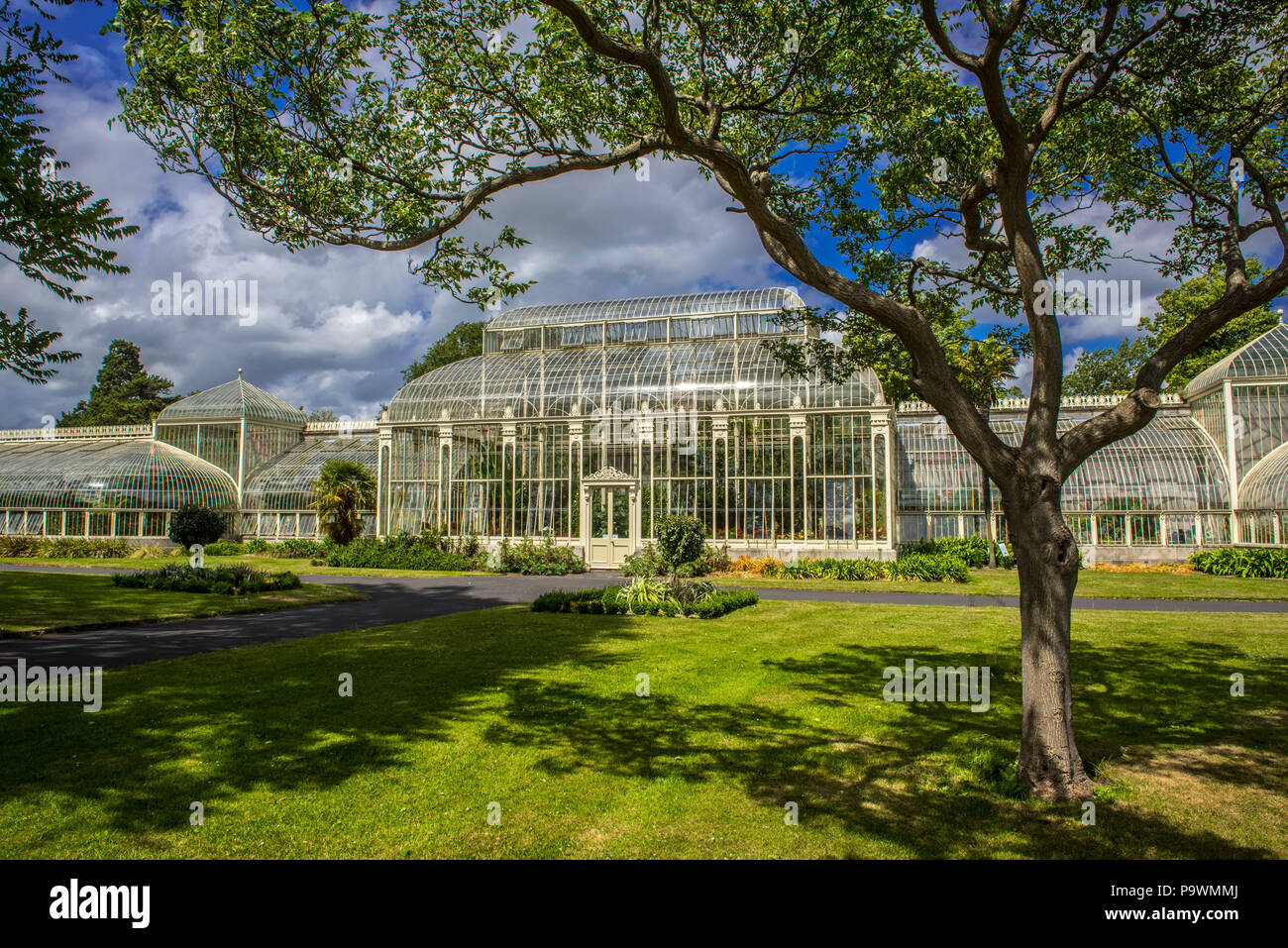 Greenhouse from 1849 in the botanical garden, also called Curvilinear Range, architect Richard Turner, Dublin, Ireland Stock Photo