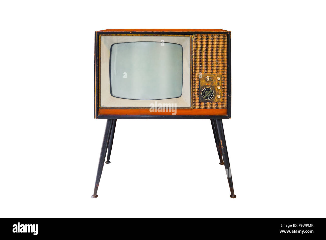 Vintage TV, television isolate on White Background Stock Photo