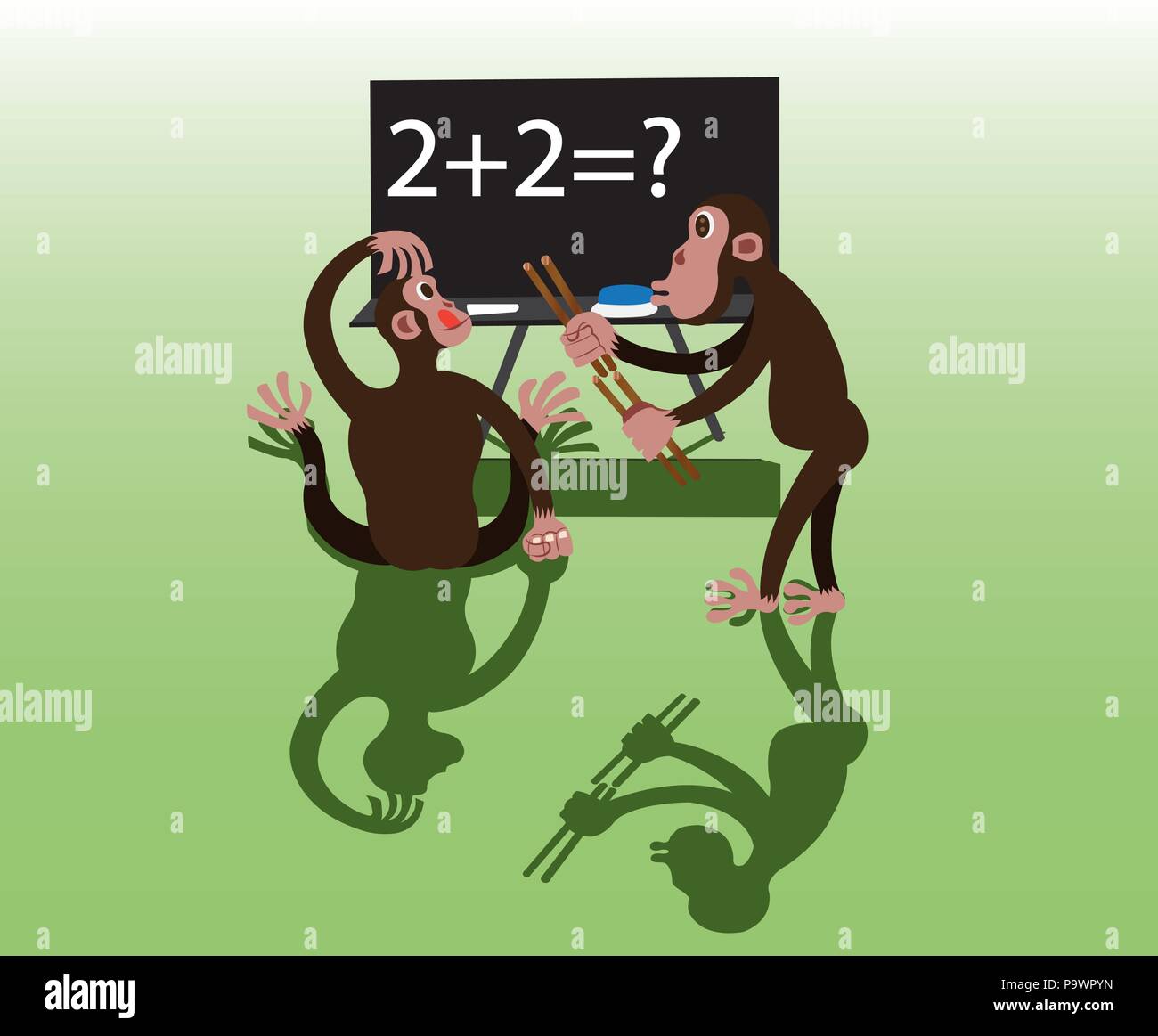 two chimps trying to workout a maths quiz Stock Vector Image & Art ...