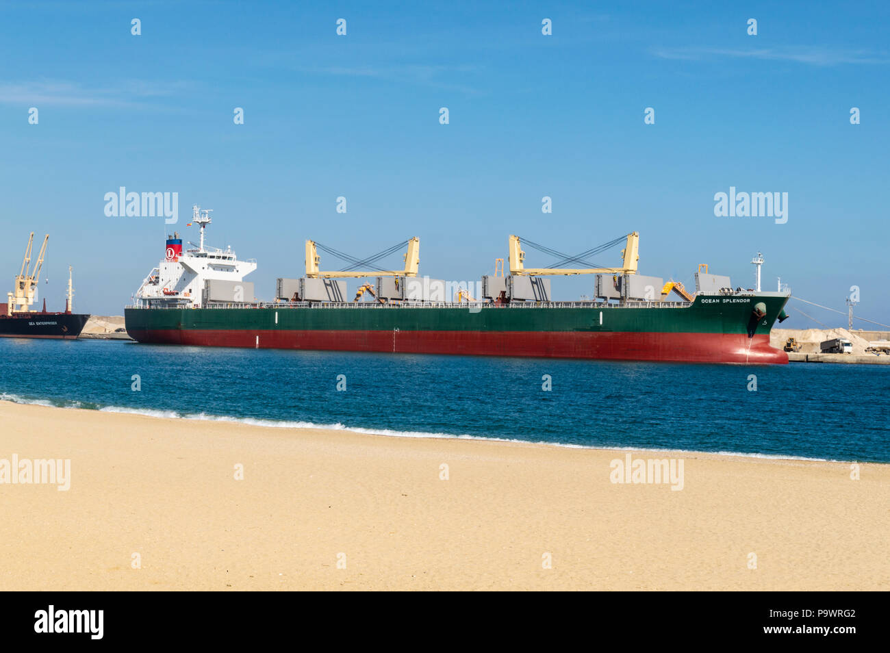 Cargo ship Ocean Splendor moored in Garrucha harbour, Almeria Stock Photo