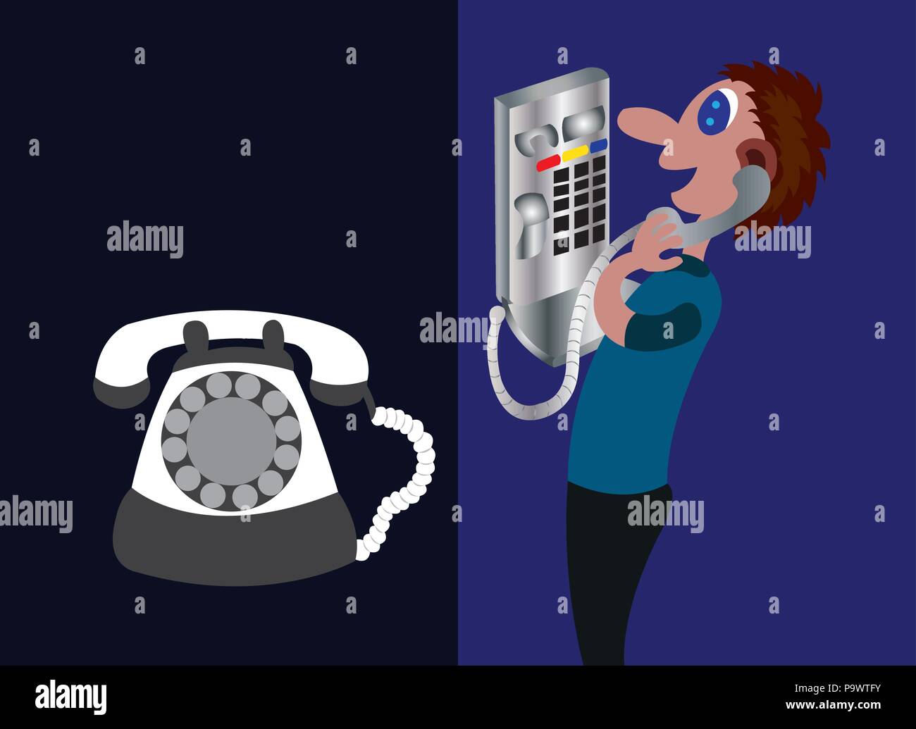 a person uses a phone booth Stock Vector