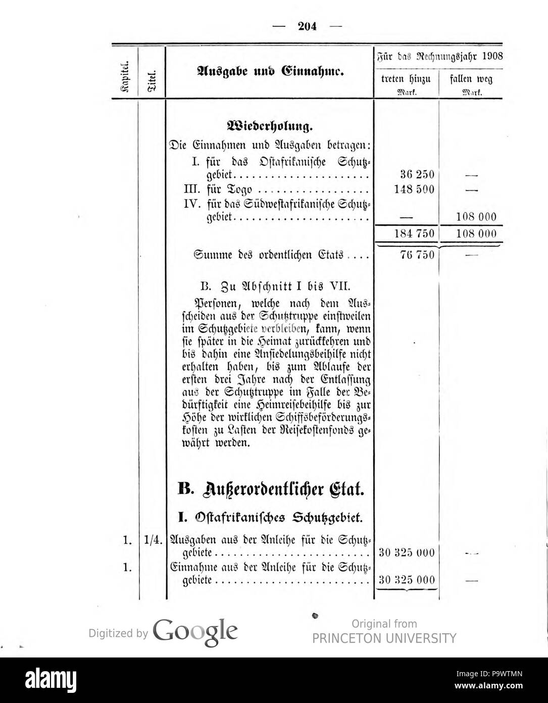 427 Deutsches Reichsgesetzblatt 1908 025 204 Stock Photo
