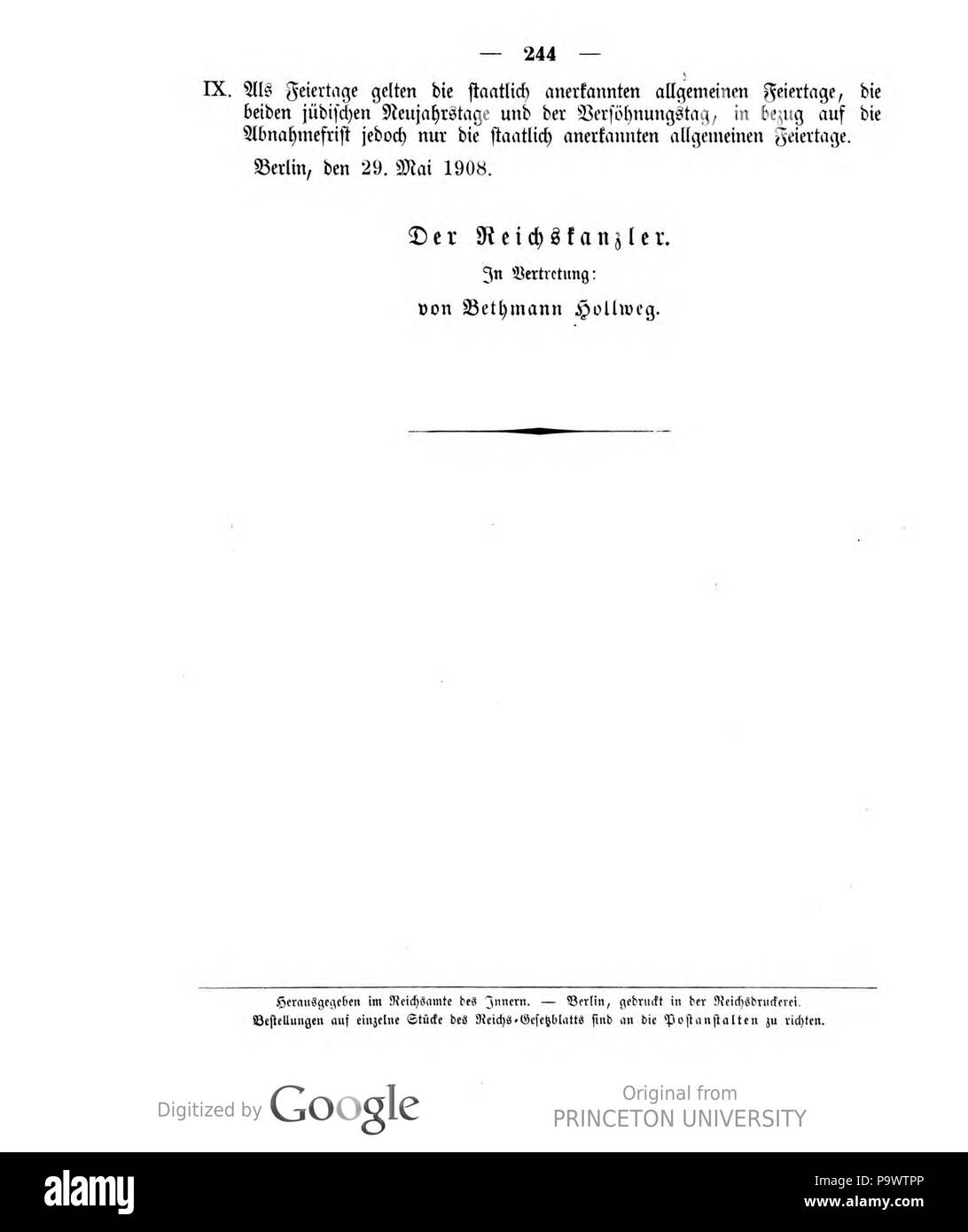 427 Deutsches Reichsgesetzblatt 1908 028 244 Stock Photo