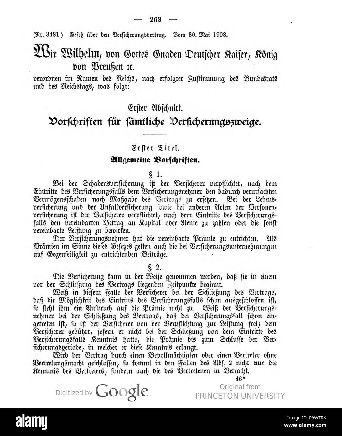 427 Deutsches Reichsgesetzblatt 1908 030 263 Stock Photo
