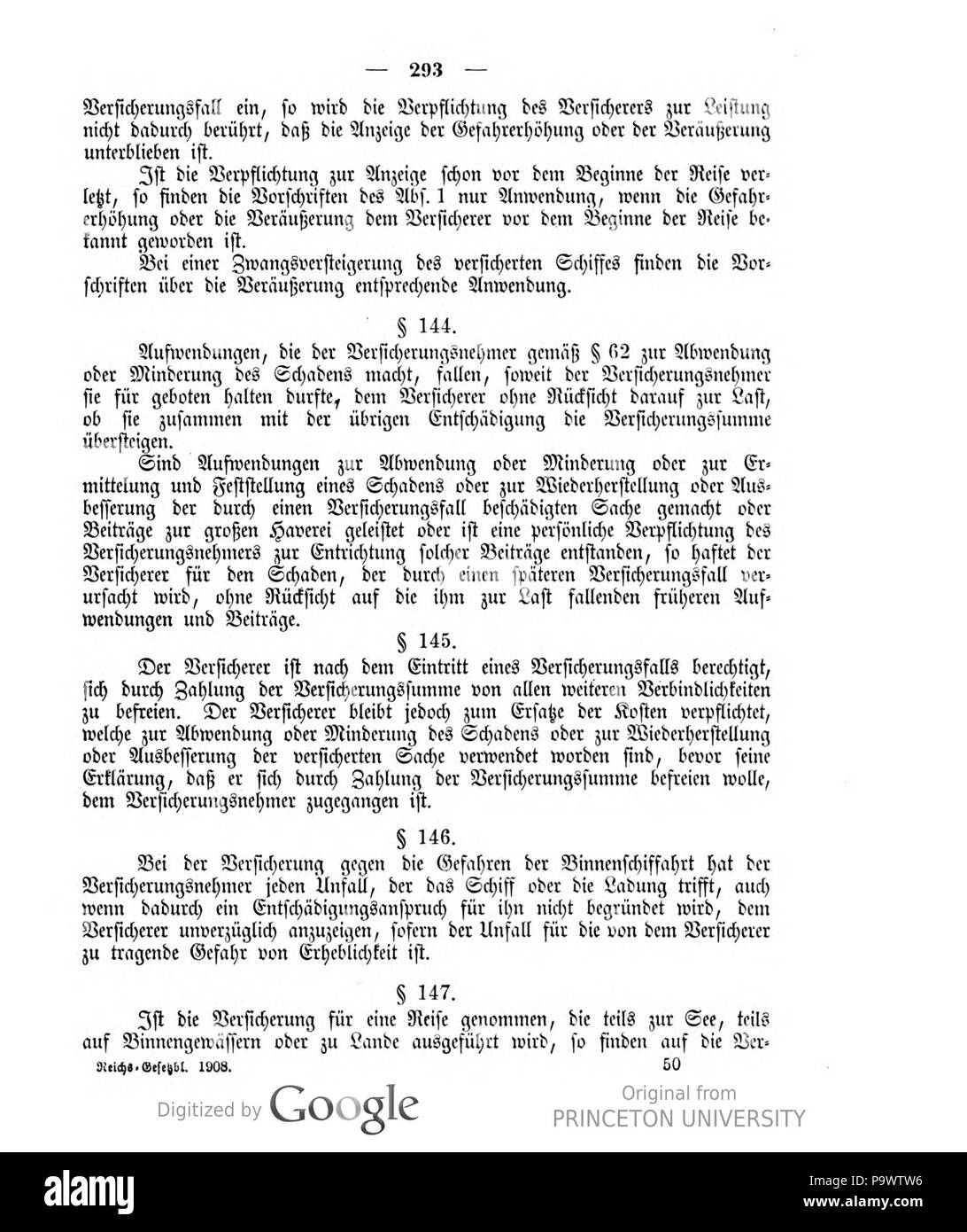 427 Deutsches Reichsgesetzblatt 1908 030 293 Stock Photo