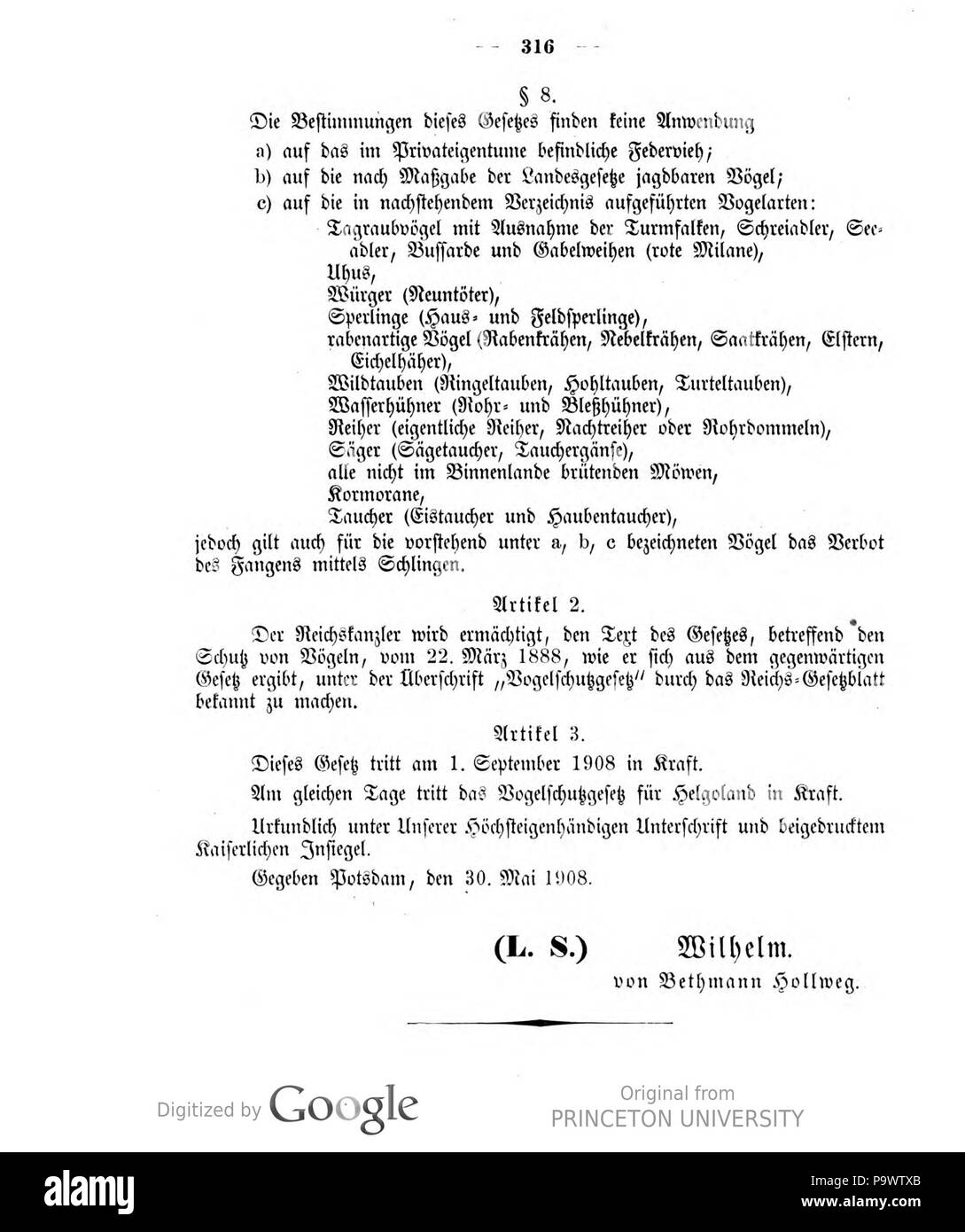 427 Deutsches Reichsgesetzblatt 1908 031 316 Stock Photo