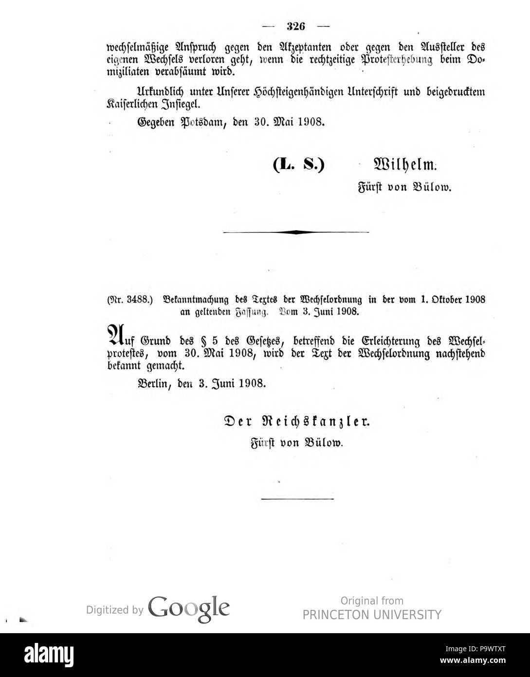 427 Deutsches Reichsgesetzblatt 1908 032 326 Stock Photo