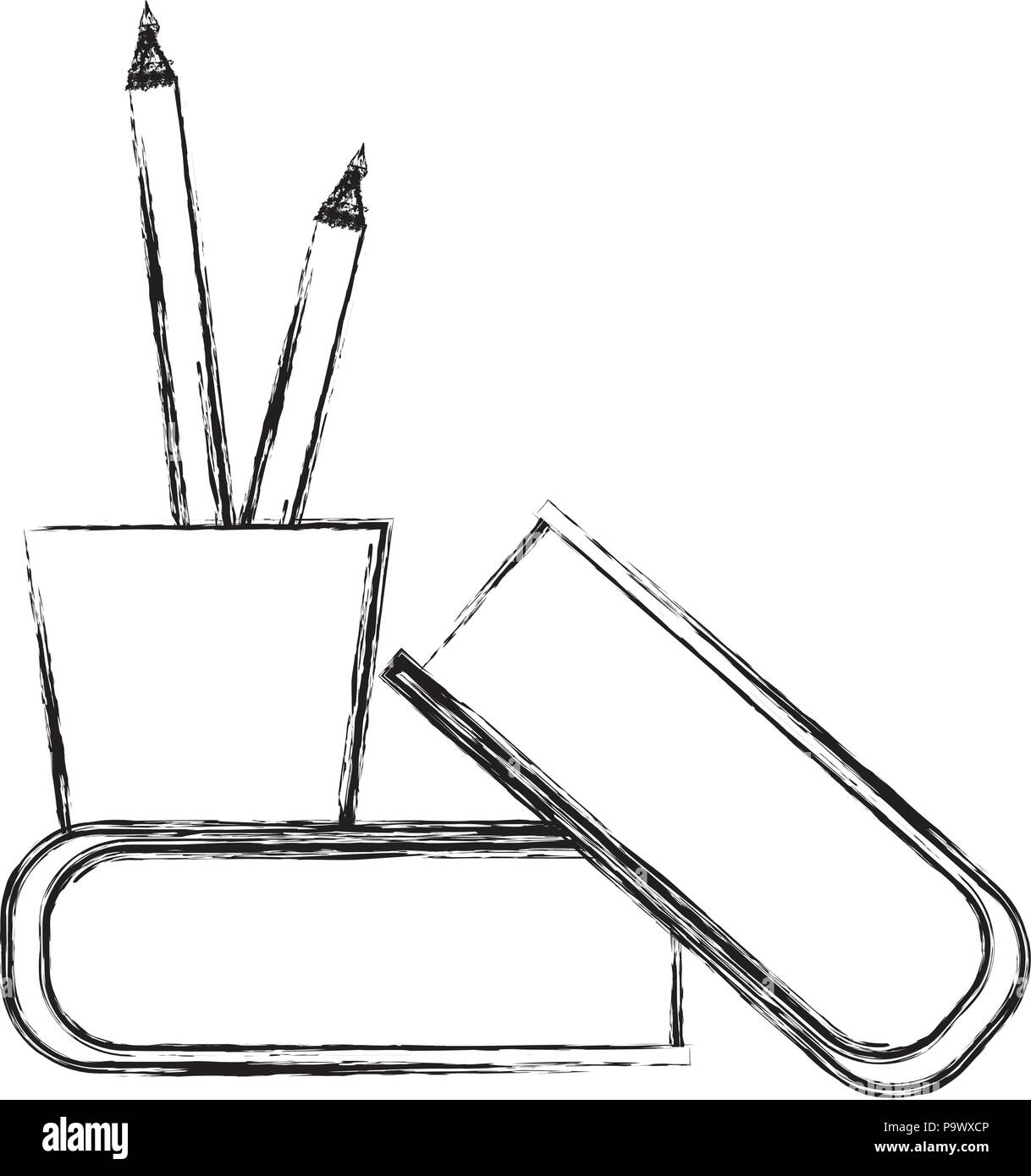 pencil holders with books Stock Vector Image & Art Alamy