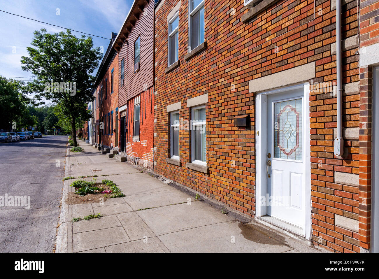 Montreal south west street brick houses Stock Photo Alamy