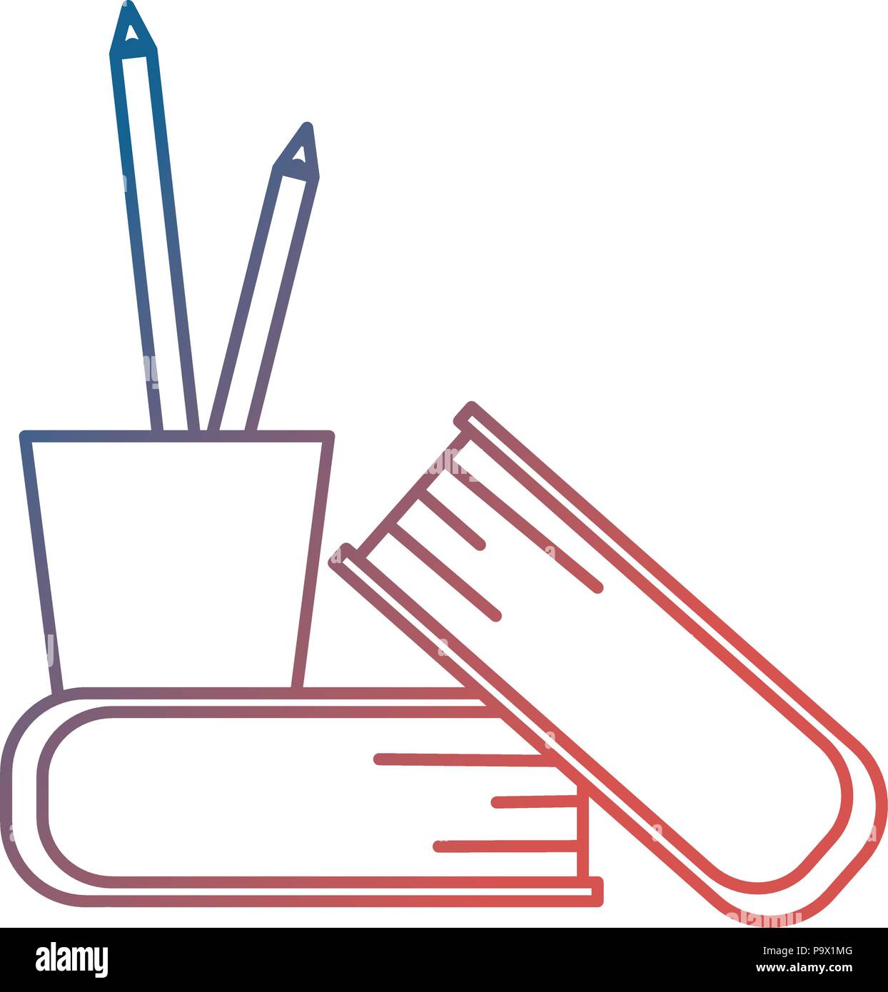 pencil holders with books vector illustration design Stock Vector Image