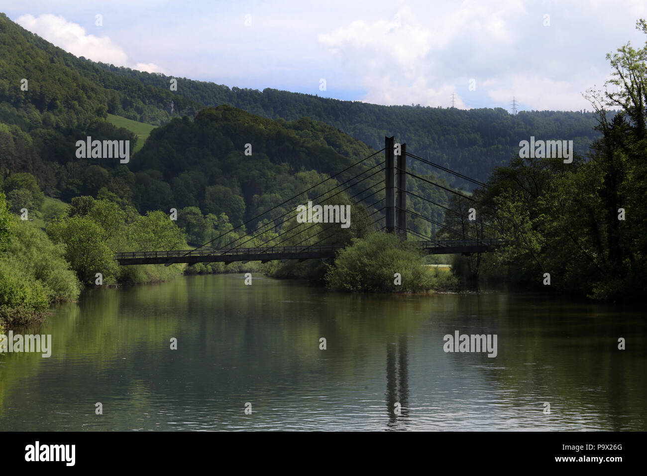 A bridge at St Ursanne, Jura, Franches Montagnes, Switzerland. Stock Photo