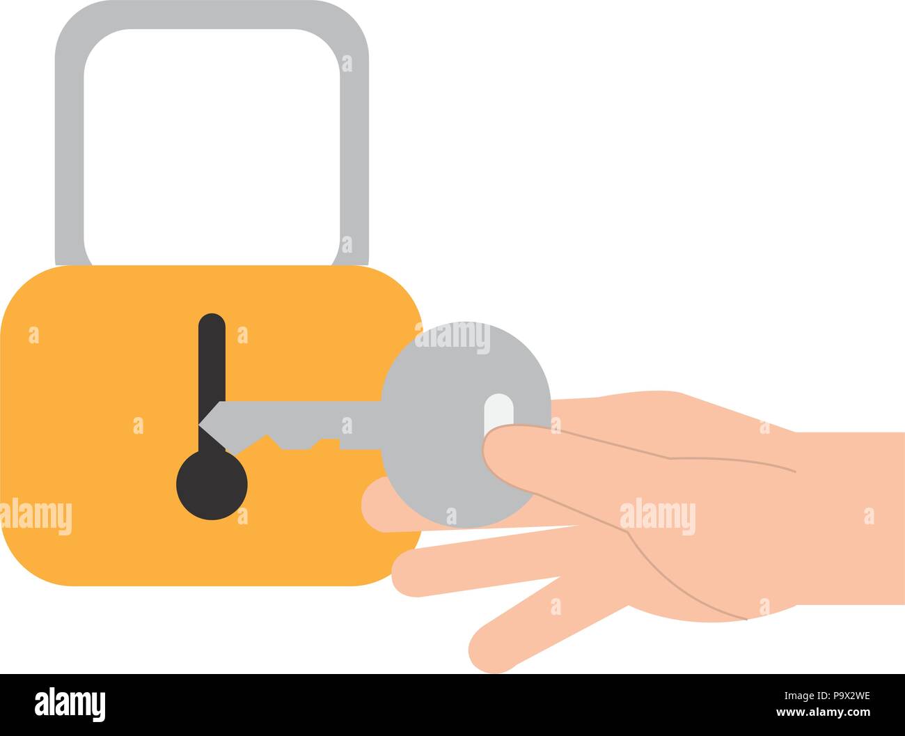 hand with secure padlock and key vector illustration design Stock ...