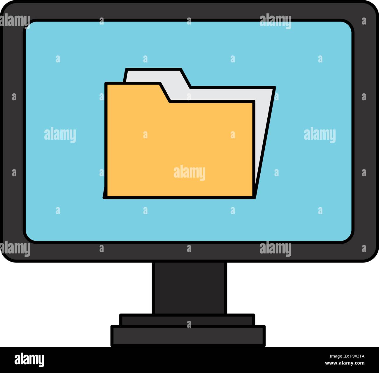 computer display with folder vector illustration design Stock Vector ...