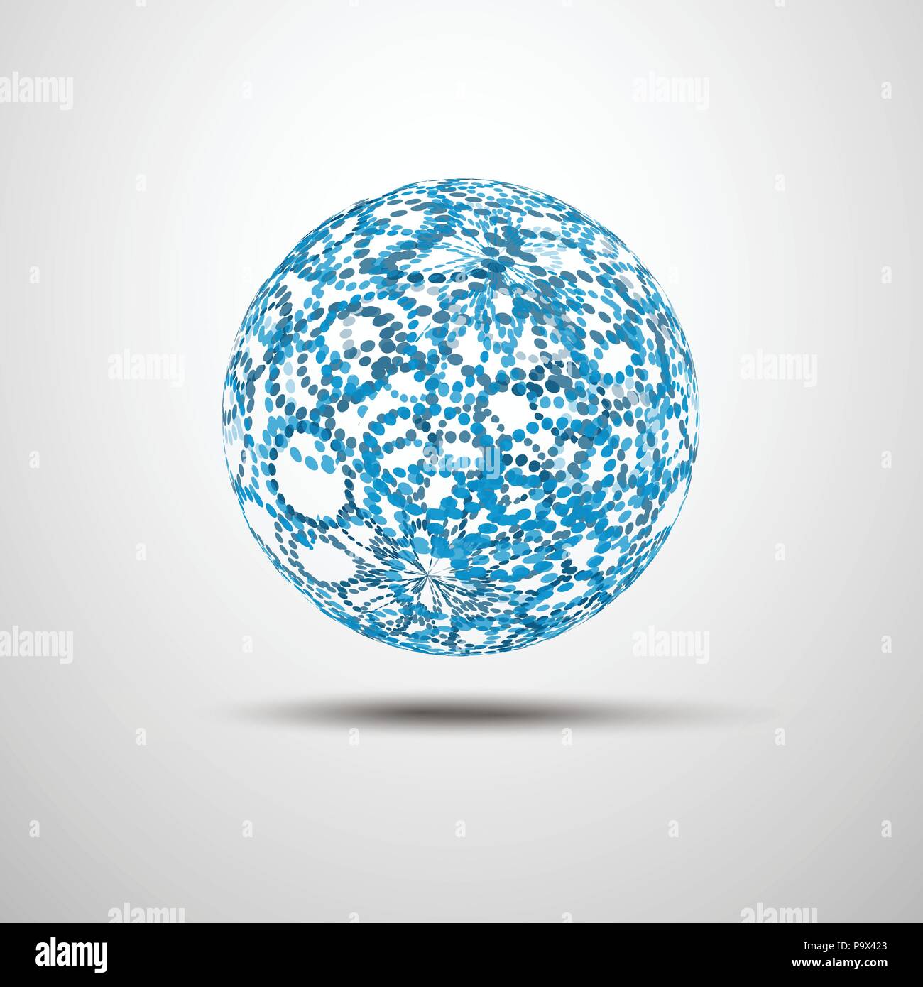 Blue Transparent Globe Design Vector Illustration with Dotted Rings ...