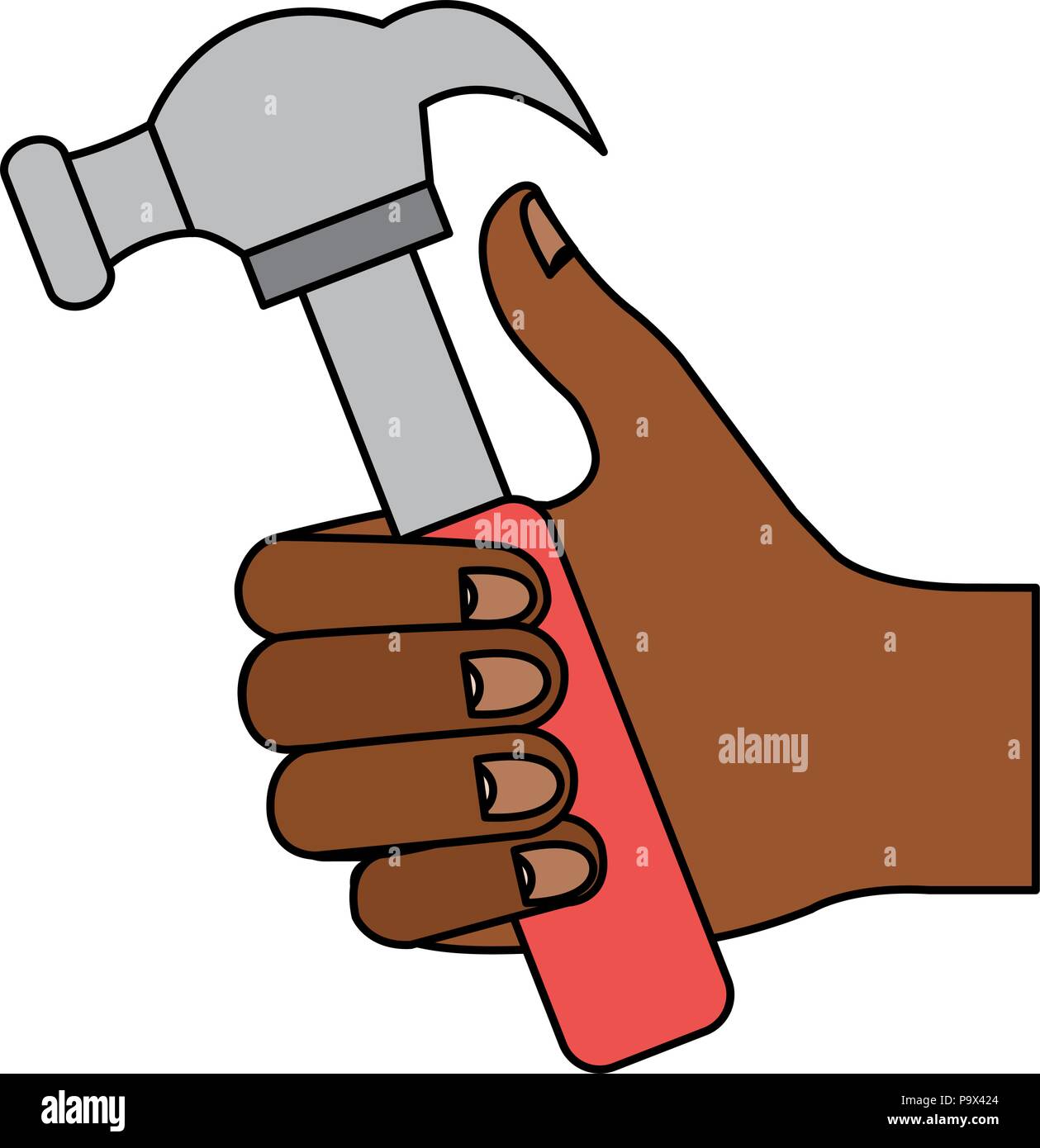 hand with hammer tool vector illustration design Stock Vector Image ...