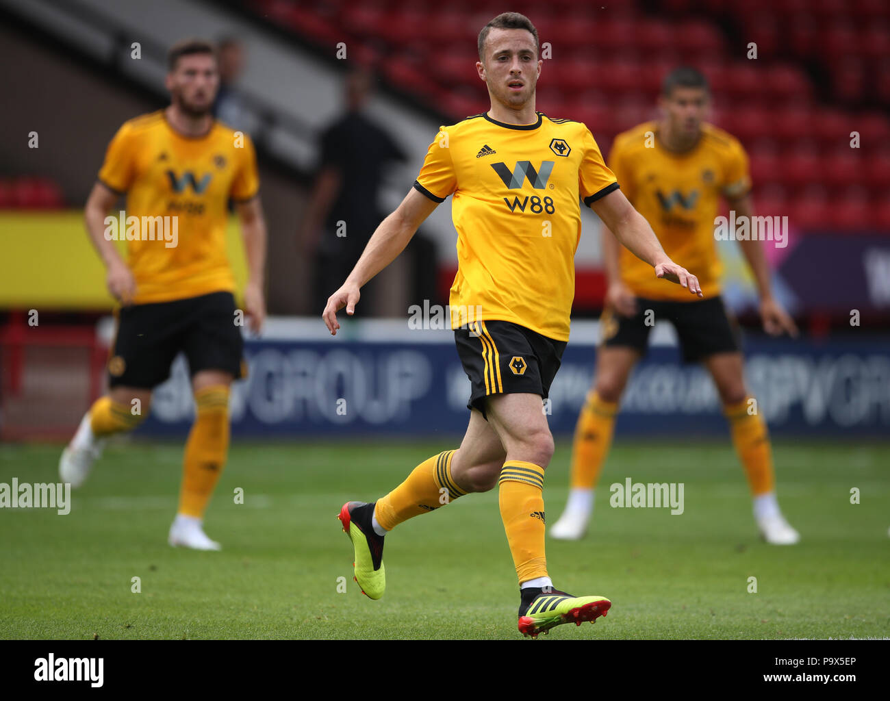 Wolverhampton Wanderers' Diogo Jota during a pre season friendly match at the Banks's Stadium, Walsall. PRESS ASSOCIATION Photo. Picture date: Thursday July 19, 2018. Photo credit should read: Nick Potts/PA Wire. EDITORIAL USE ONLY No use with unauthorised audio, video, data, fixture lists, club/league logos or 'live' services. Online in-match use limited to 75 images, no video emulation. No use in betting, games or single club/league/player publications. Stock Photo