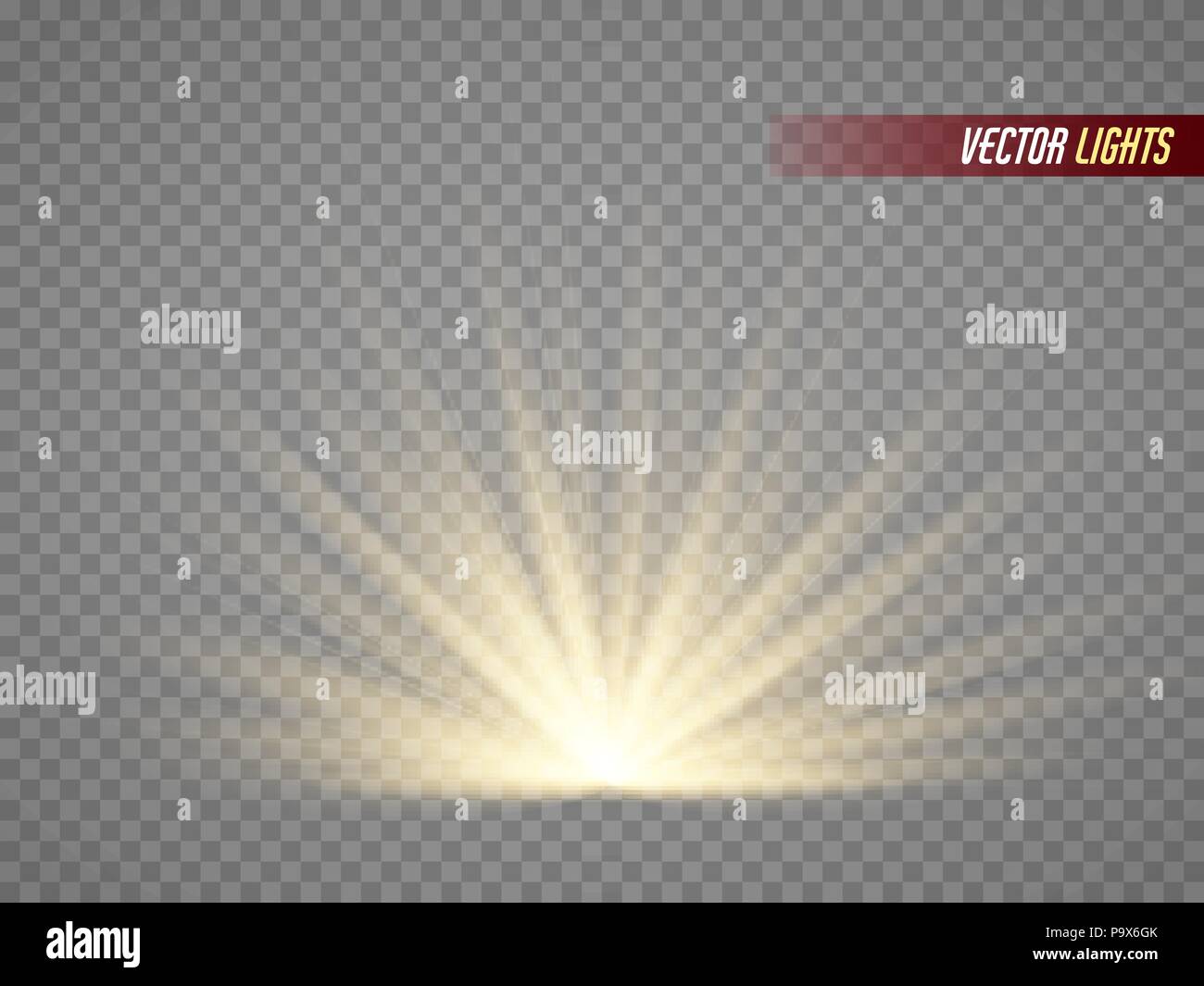 Rays of light. Warm light effect. Sun beams isolated on transparent