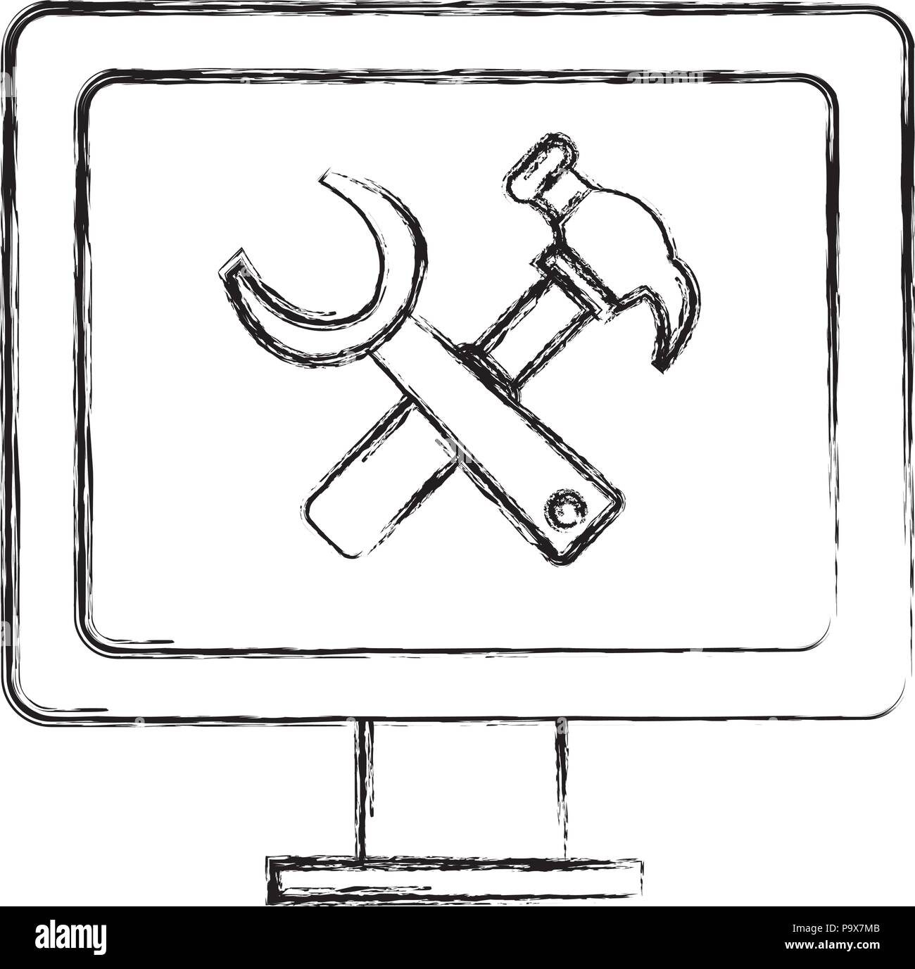 computer display with tools vector illustration design Stock Vector ...