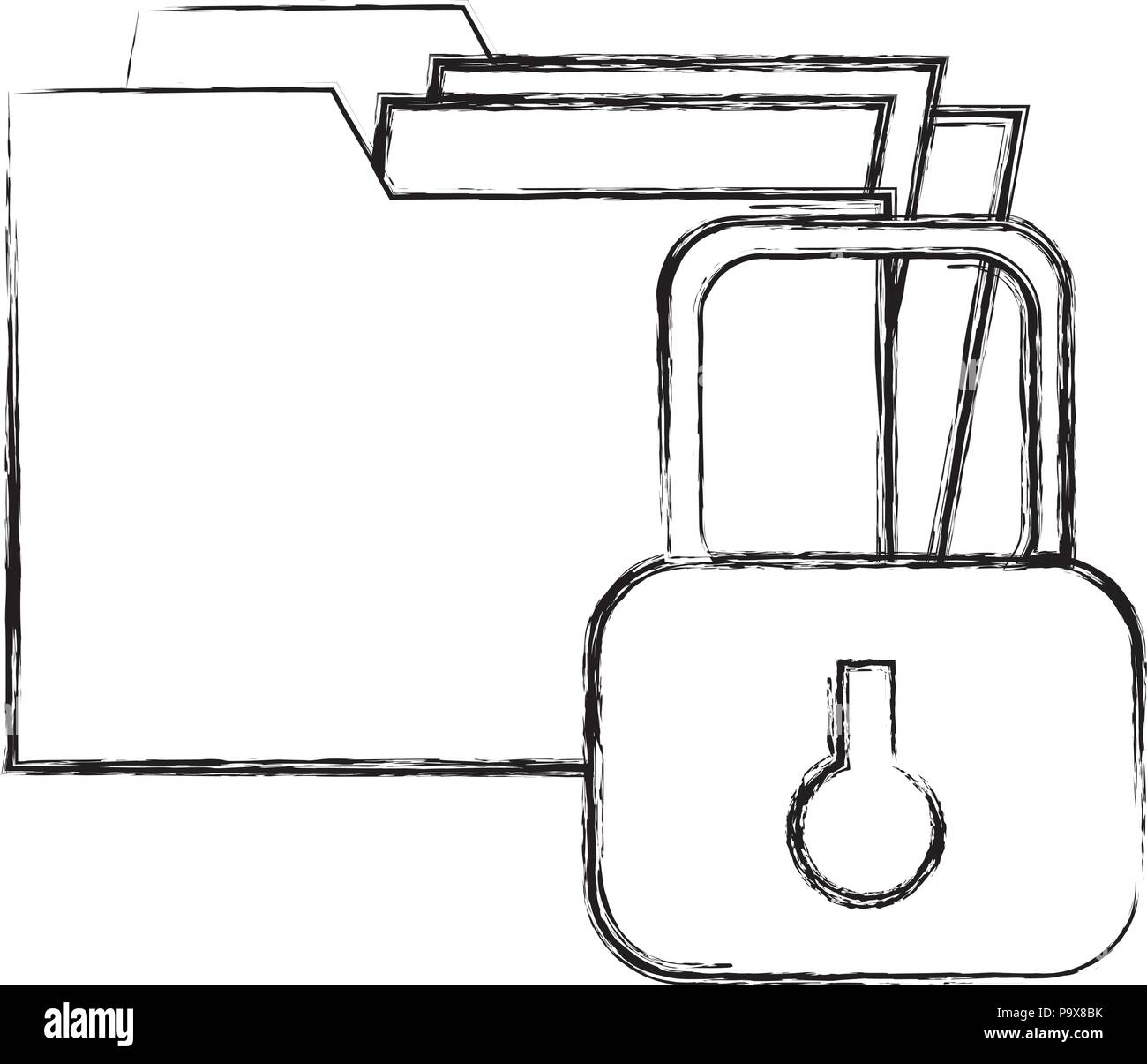 file folder with padlock vector illustration design Stock Vector Image ...