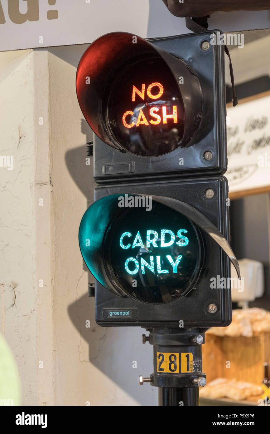 No cash sign in a shop in Amsterdam as the city moves to card payments only, Amsterdam, Netherlands, Holland, Europe Stock Photo