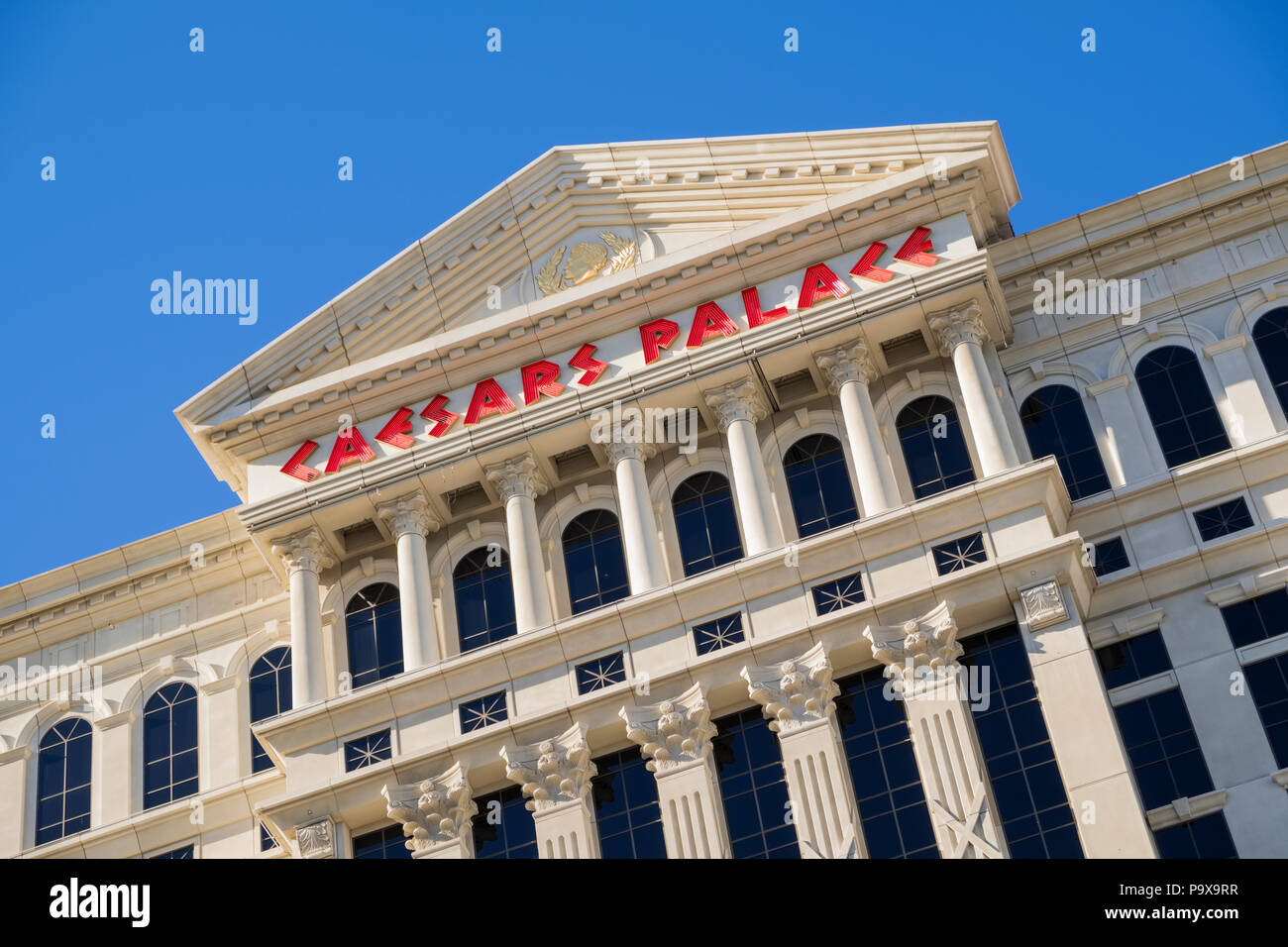 Caesars Palace Hotel and Casino front and sign, Las Vegas, Nevada, USA Stock Photo