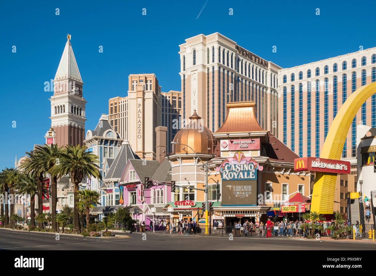 Las Vegas Strip, Casinos and Hotels in Las Vegas, Nevada, USA Stock Photo