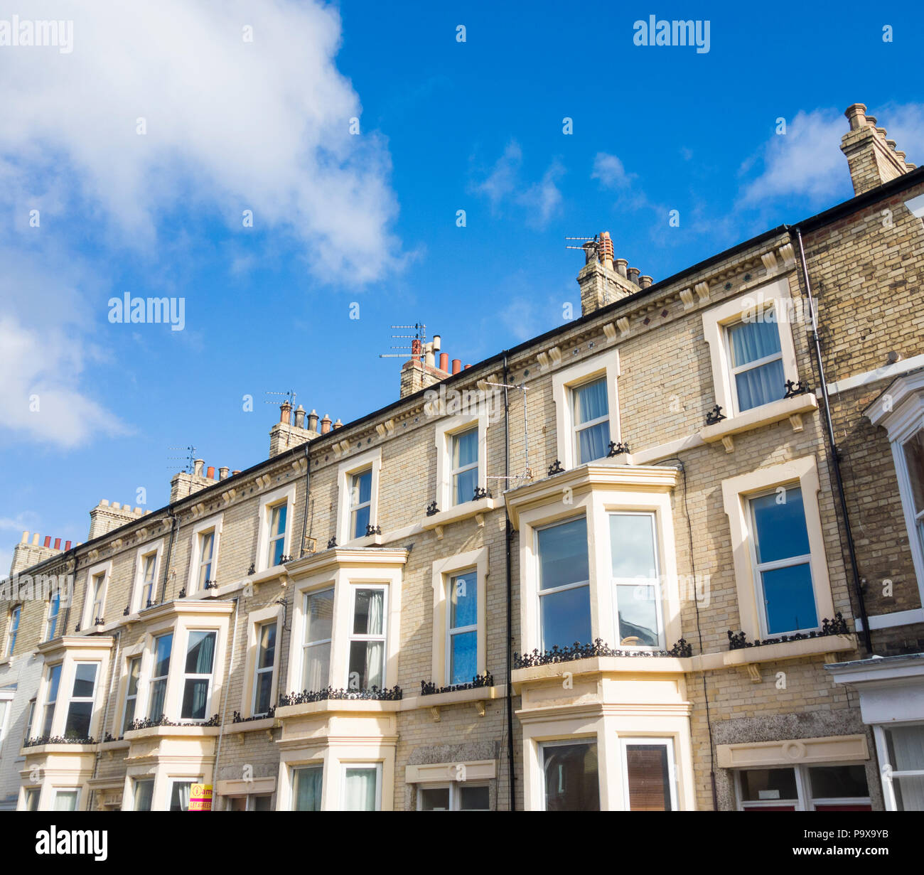 Victorian terraced houses in Saltburn by the sea, North Yorkshire