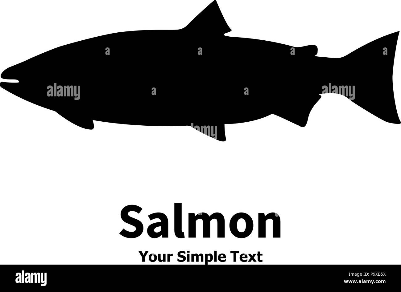 Vector illustration of black silhouette salmon Stock Vector