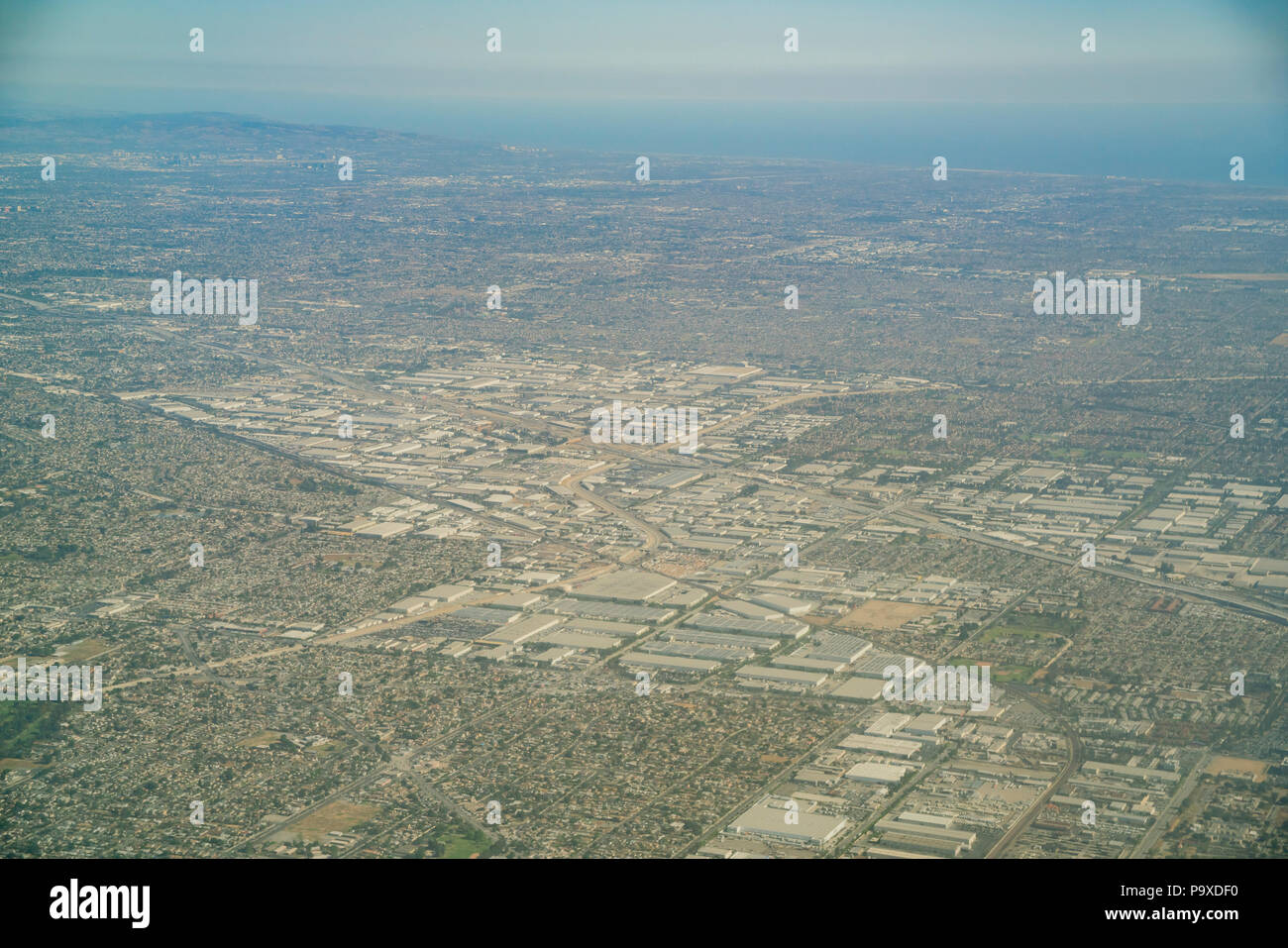 Aerial view of the Buena Park, Cerritos area at Los Angeles County