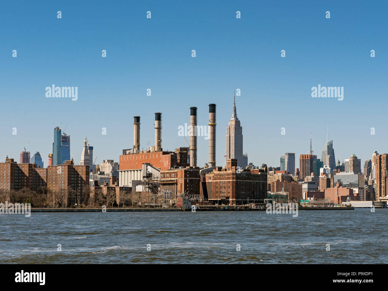 Consolidated Edison Power Plant in Manhattan seen from East River, New