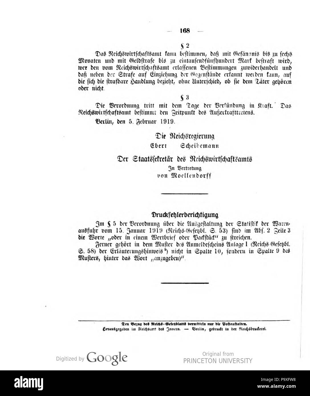 487 Deutsches Reichsgesetzblatt 1919 032 0168 Stock Photo - Alamy