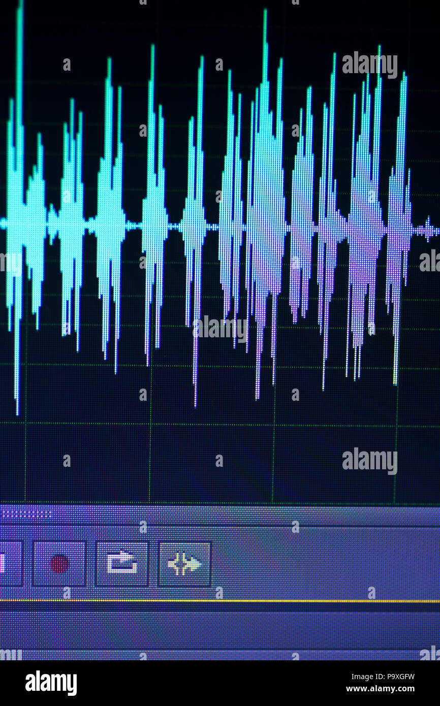 Soundwave Screen Audio sound wave studio editing computer program screen showings sounds ...