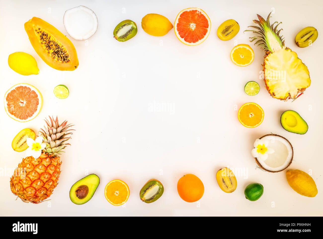 Summer tropic frame exotic fruits hi-res stock photography and images ...