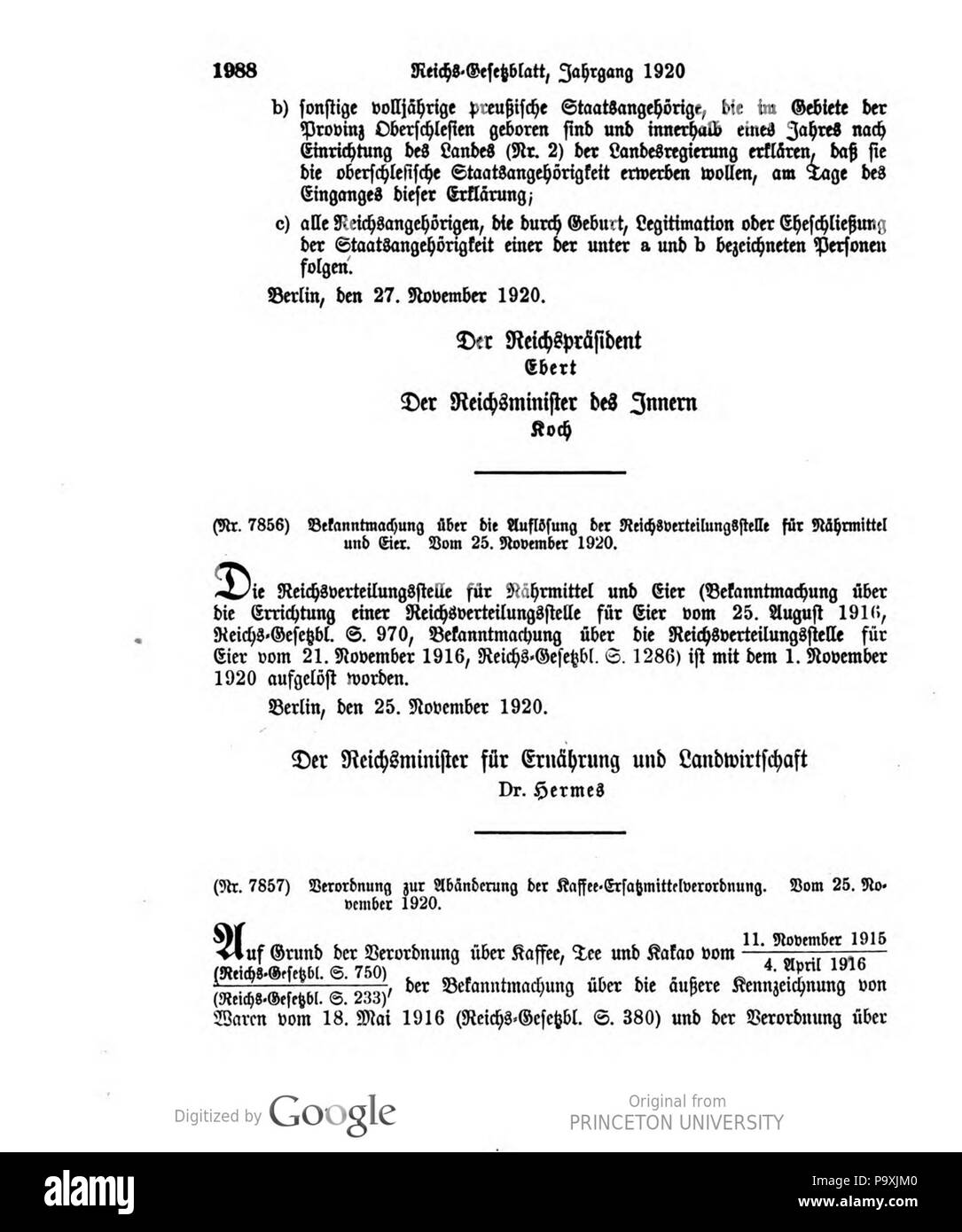 508 Deutsches Reichsgesetzblatt 1920 226 1988 Stock Photo
