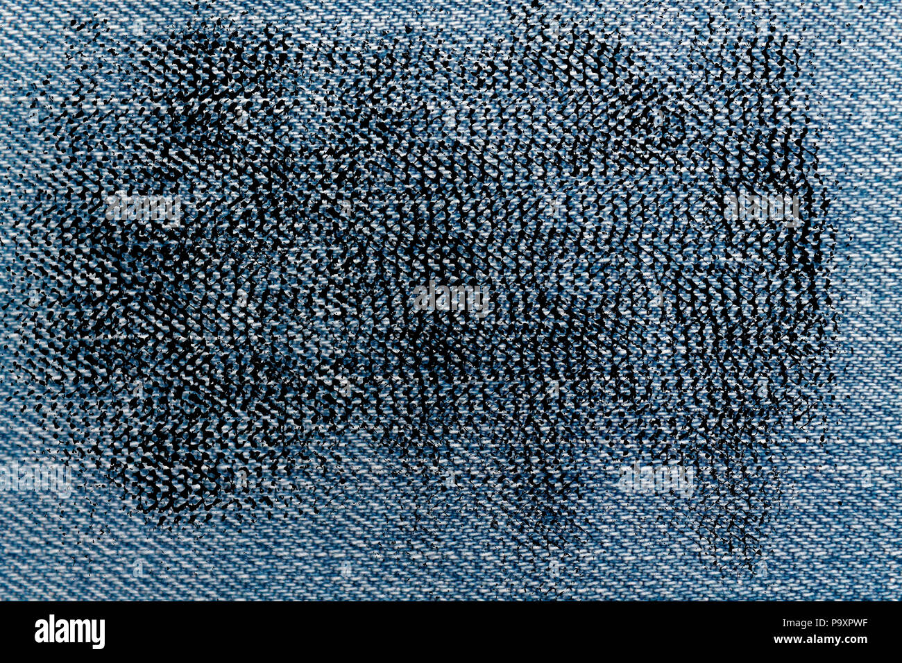 Grunge dirty Jeans blue macro texture for denim background Stock Photo