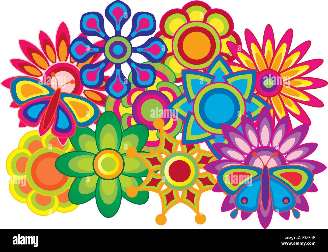 Colorful Wildflowers Stock Vector Images - Alamy