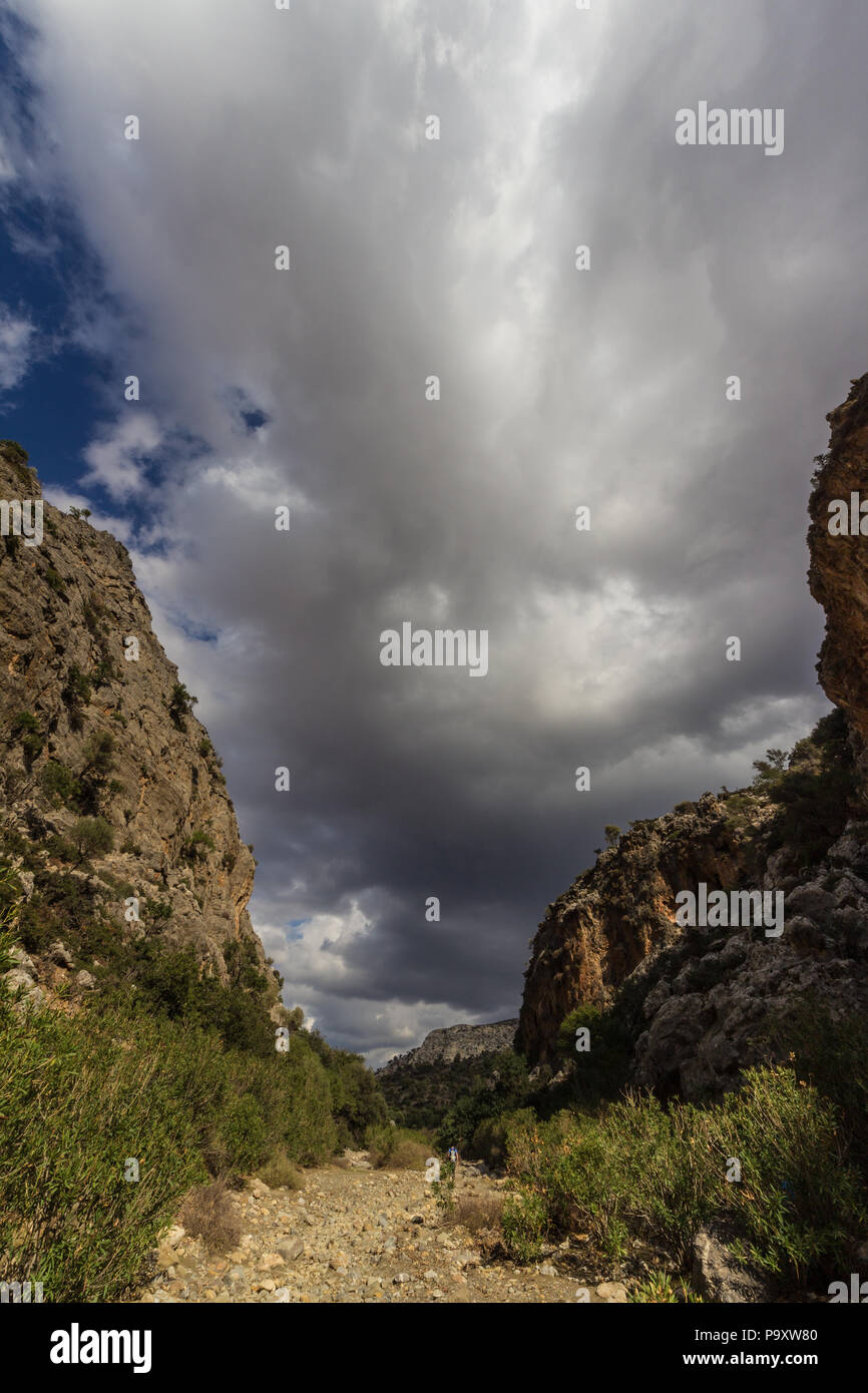 canyon of Agiofarango at stormy weather, crete, greece Stock Photo