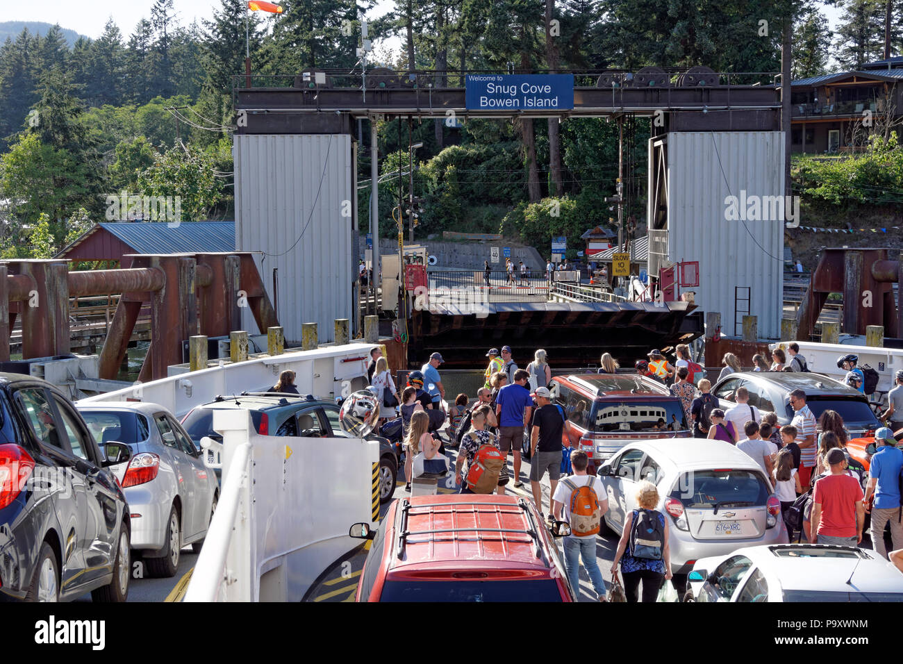 BC Ferries passenger and car ferry docking at the Snug Cover terminal