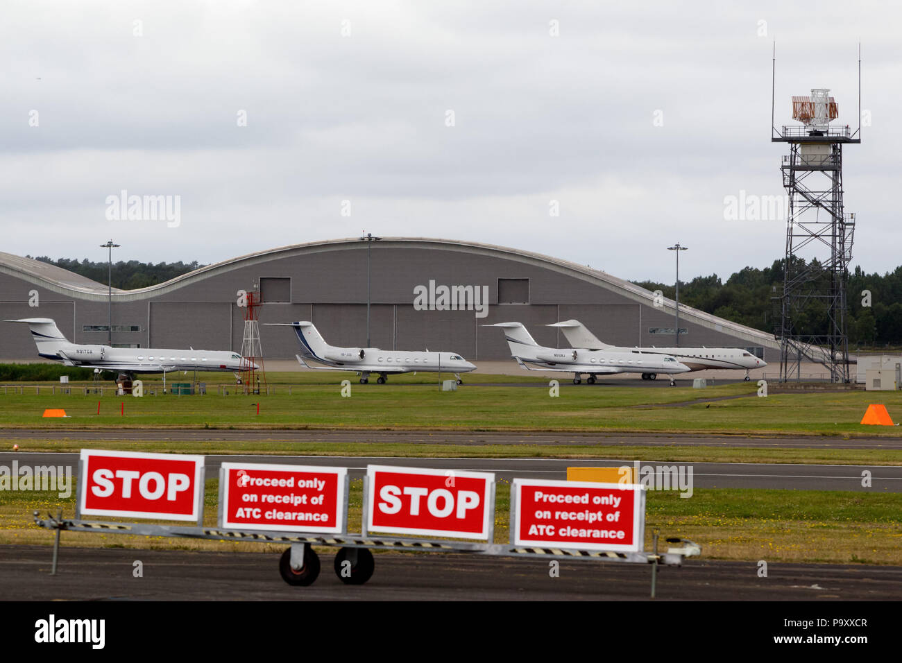 The executive jets hangar at TAG Farnborough airport, UK Stock Photo