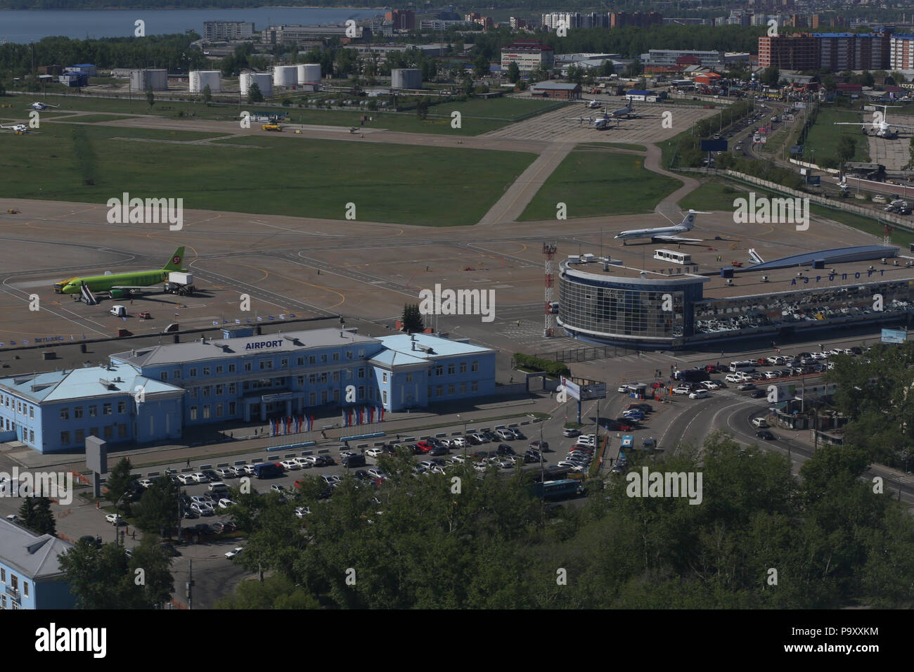 A bird-eye view of Irkutsk International Airport, Russia. Stock Photo