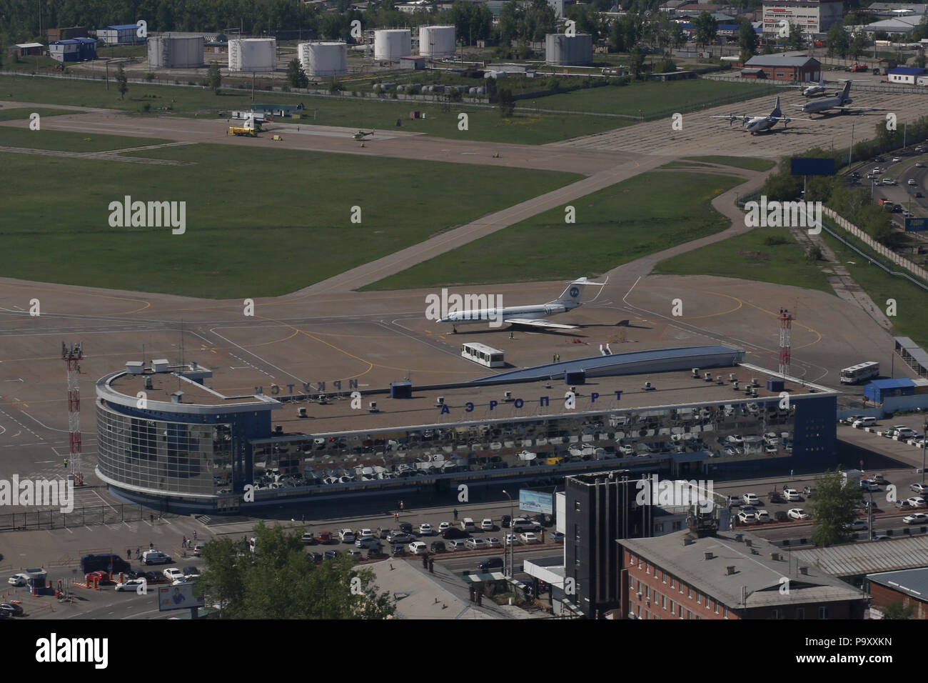 A bird-eye view of Irkutsk International Airport, Russia. Stock Photo