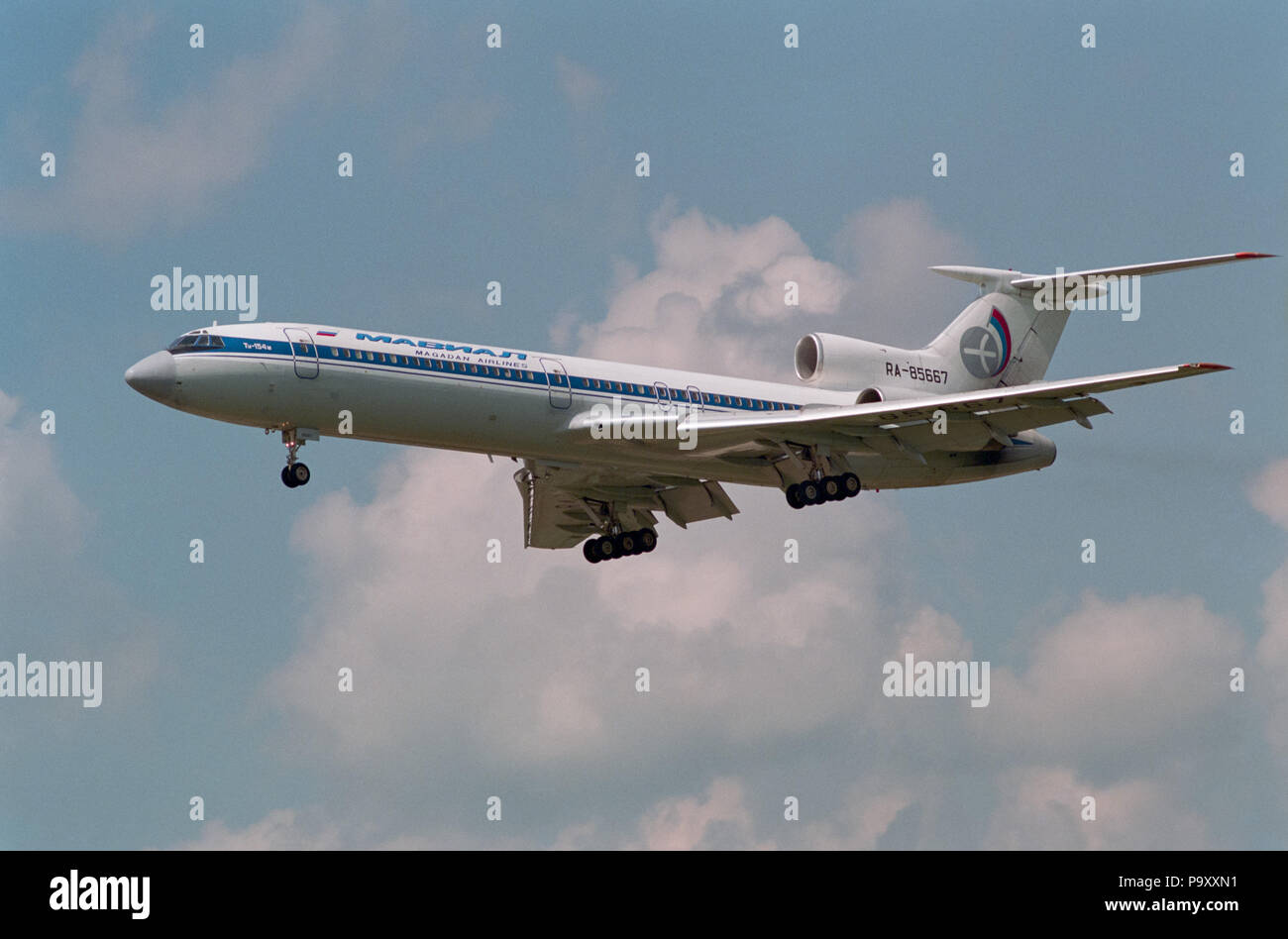 The Tupolev Tu154M civil jet airplane of Magadan Airlines (Mavial) in