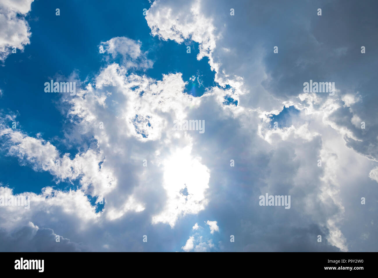 White clouds on the blue sky during the day. Nature landscape Stock ...