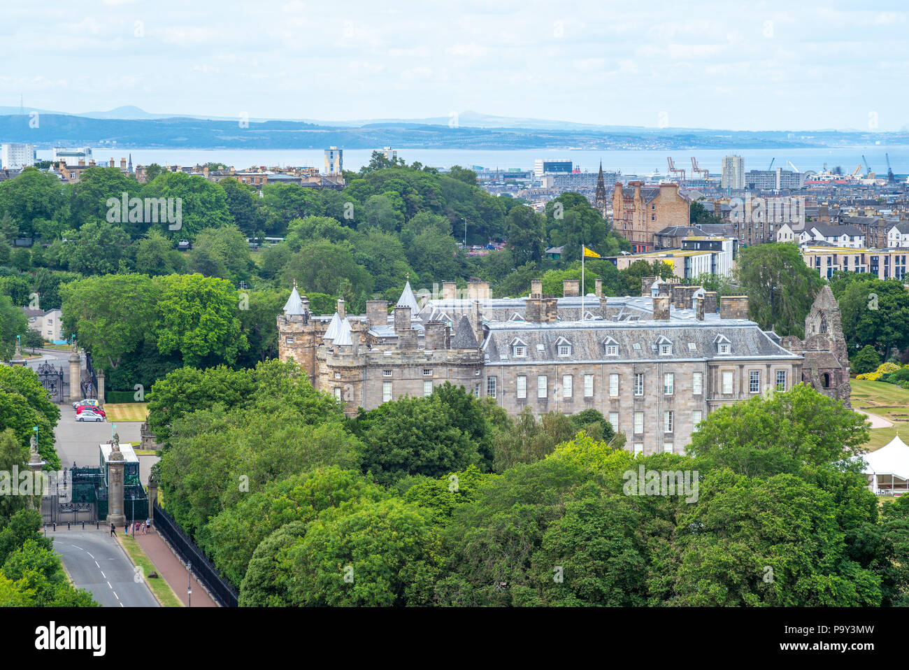 skyline of edinburgh and holyrood house palace Stock Photo