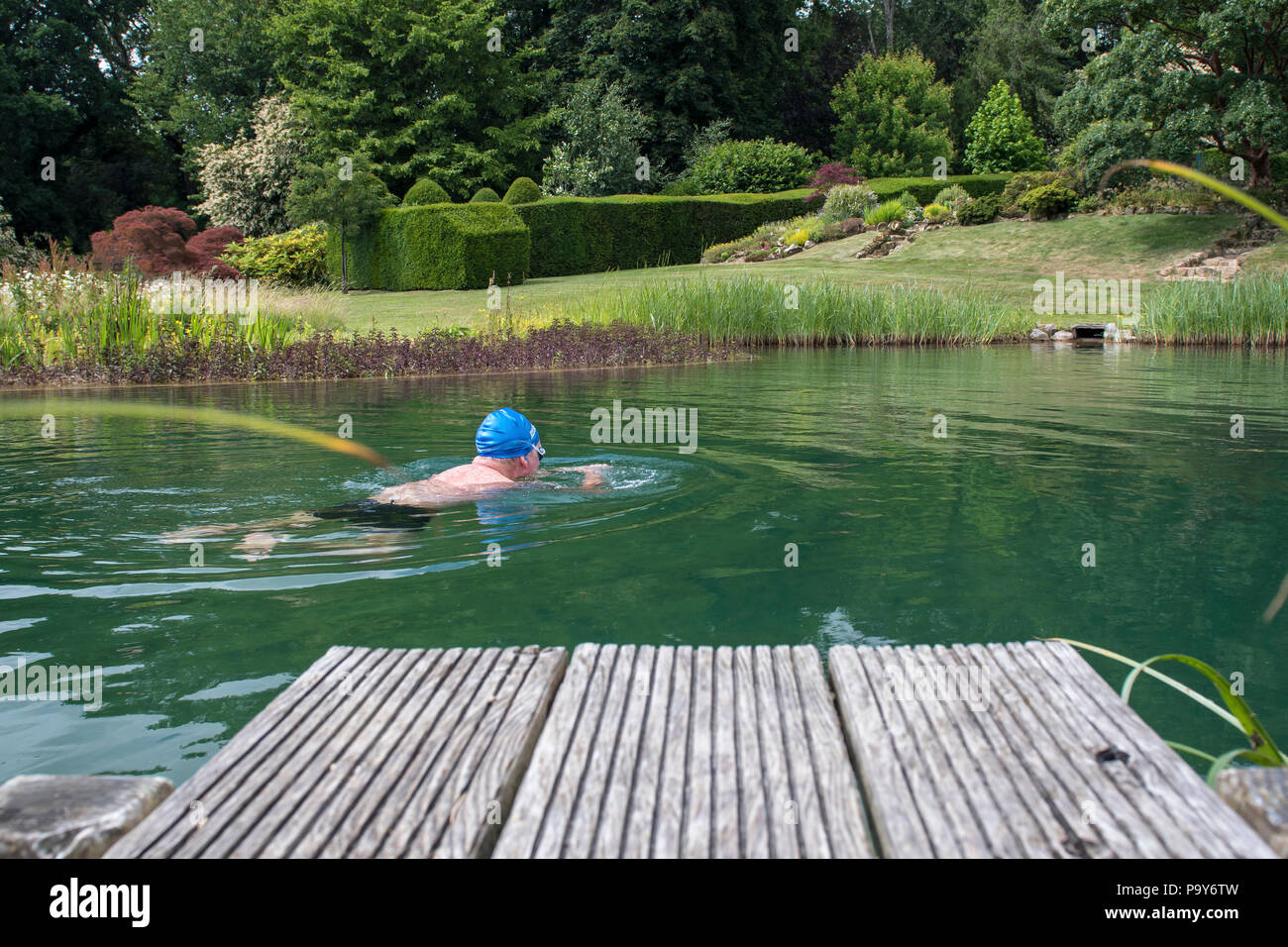 Natural swimming pond, fresh water swimming pool Stock Photo
