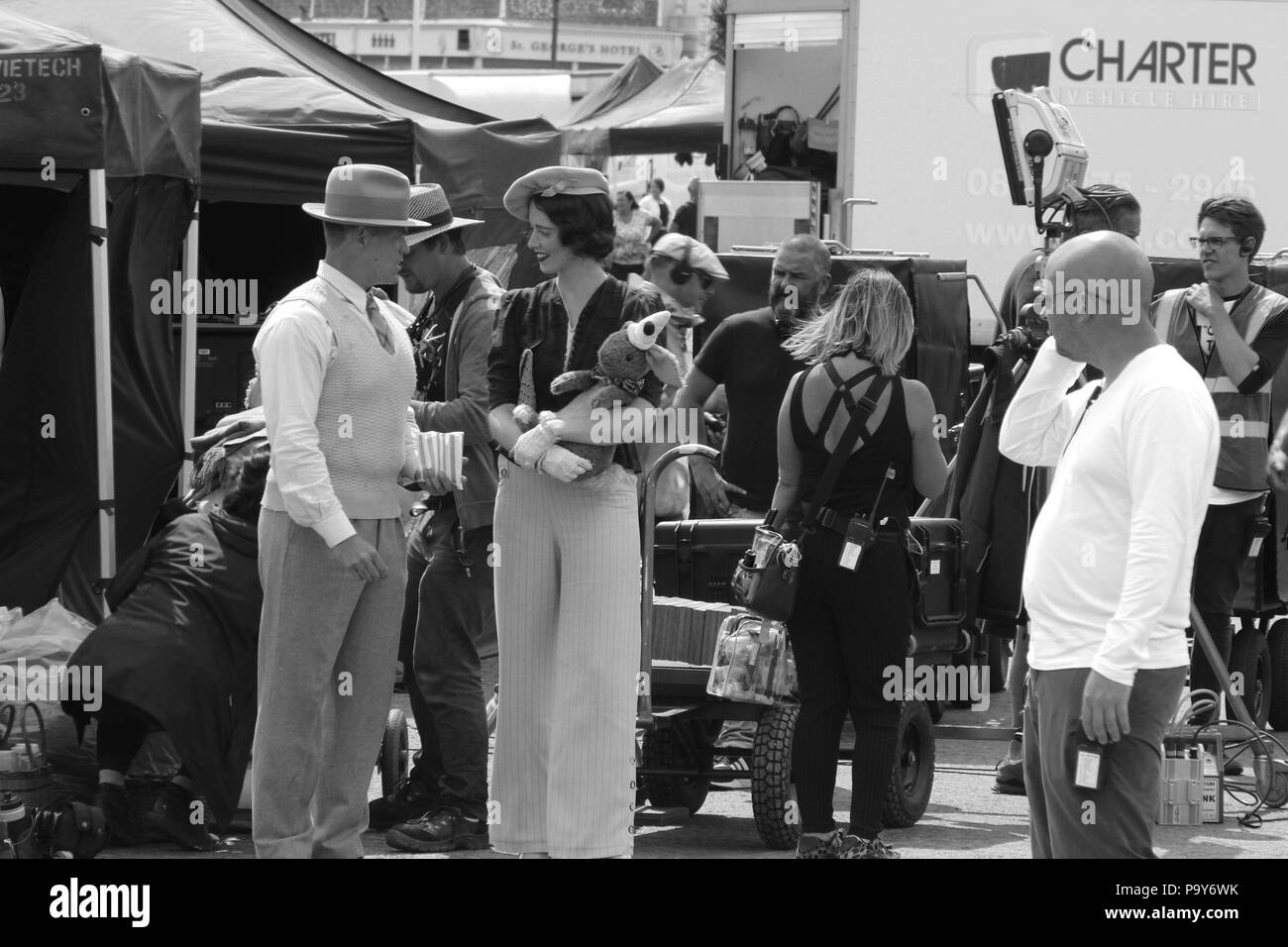 Director Andy Goddard and Eddie Izzard filming six minutes to midnight